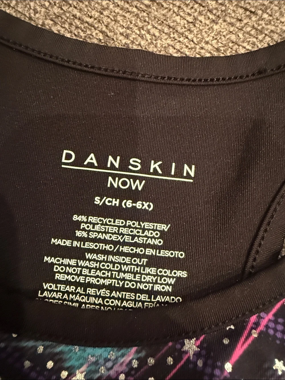 Danskin Black Sports Bra & Shorts Set with Pink & Teal Accents